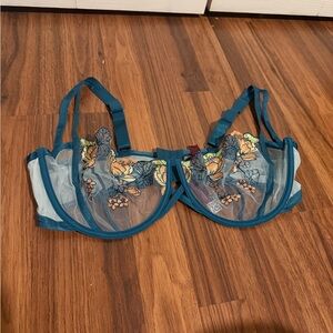 Embroidered Teal Adore Me Bra